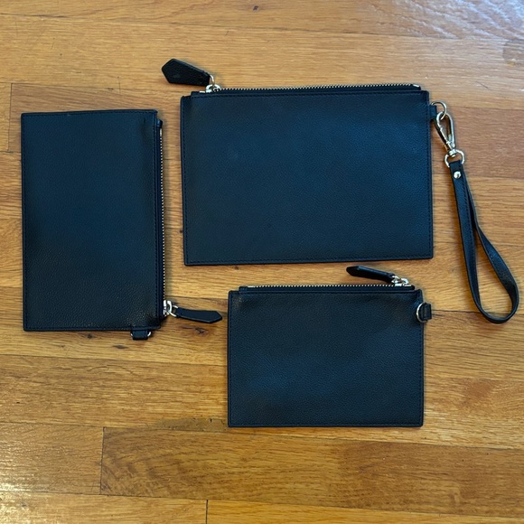 Jason Wu  Black Leather Trio Pouch Set - Picture 2 of 2